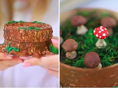 DIY蘑菇树桩创意文具图钉收纳盒
