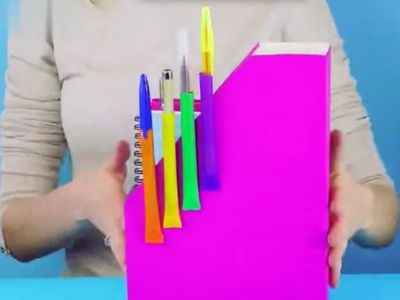 DIY兼具笔筒用途自制文件收纳格