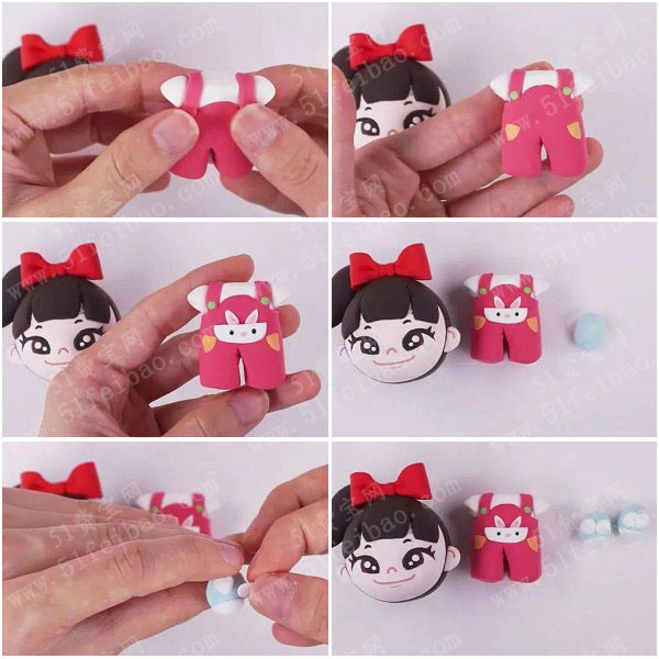 趣味粘土手工,q版卡通小女孩人偶礼物 - 手工小制作 - 51费宝网