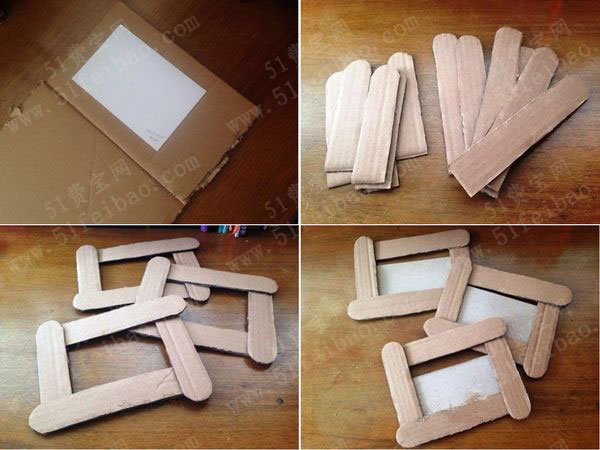 双11快递盒子包裹做成DIY环保瓦楞纸串串相框