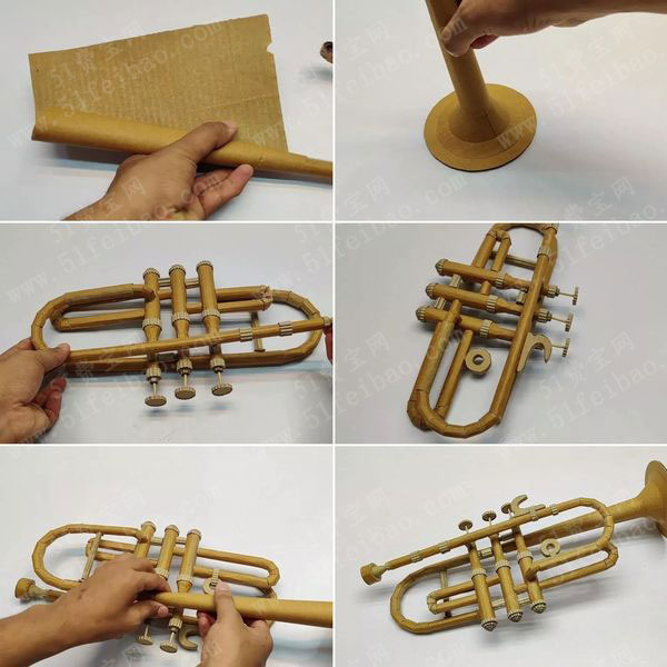 制作仿真乐器教程瓦楞纸手工制作小号手办