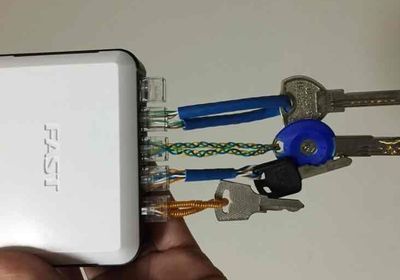 回收废旧网线手工做免丢钥匙收纳器
