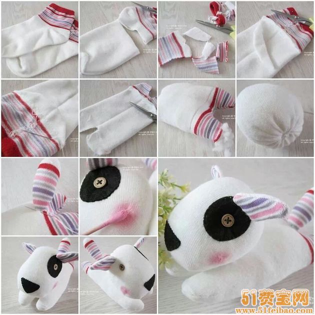 手工制作史努比狗狗公仔袜子娃娃