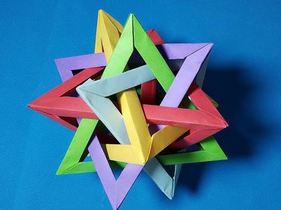 折纸五重四面体镂空几何花球 手工小制作 51费宝网