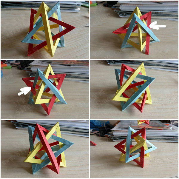 折纸五重四面体镂空几何花球 - 手工小制作 - 51费宝网
