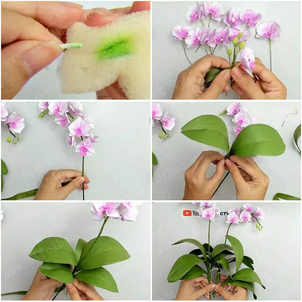纸花工艺教程,diy永生花蝴蝶兰盆栽