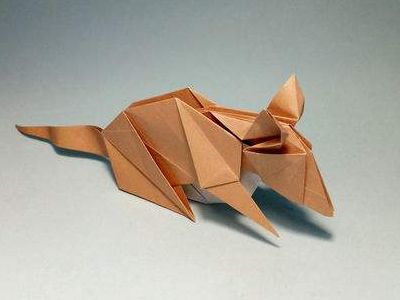 DIY折纸老鼠,折纸十二生肖立体老鼠