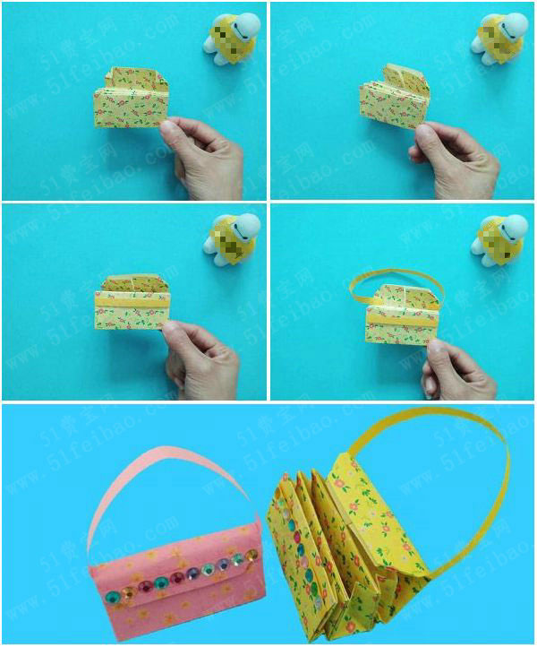 礼盒包装纸重复使用做DIY多层折纸钱包教学
