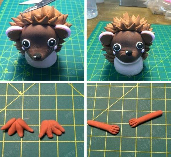 粘土手工动物玩偶,diy制作卡哇伊卡通刺猬