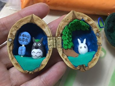 手工DIY创意核桃壳玩偶小屋