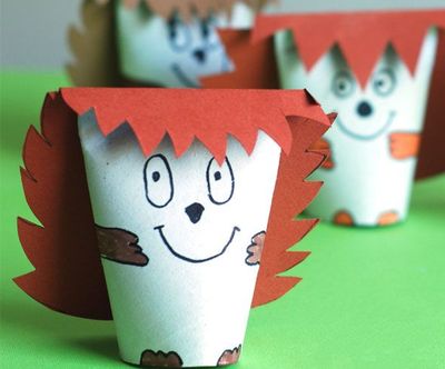 幼童萌萌哒卫生纸筒小刺猬作品