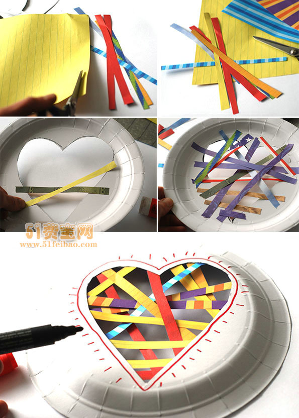 纸餐碟庆祝新年心形diy作品