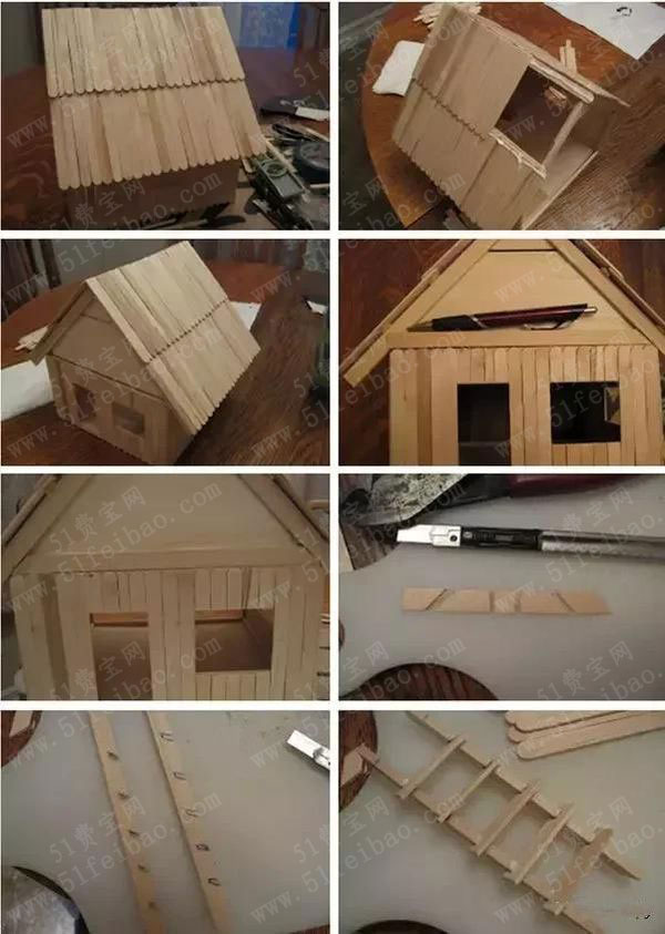 怎么拿废品制作手工雪糕棍diy小房子模型的做法图解