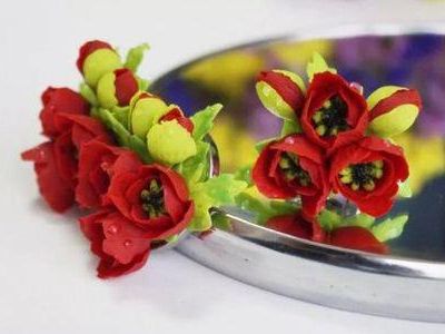 软陶泥花卉饰品罂粟花的详细制作步骤图