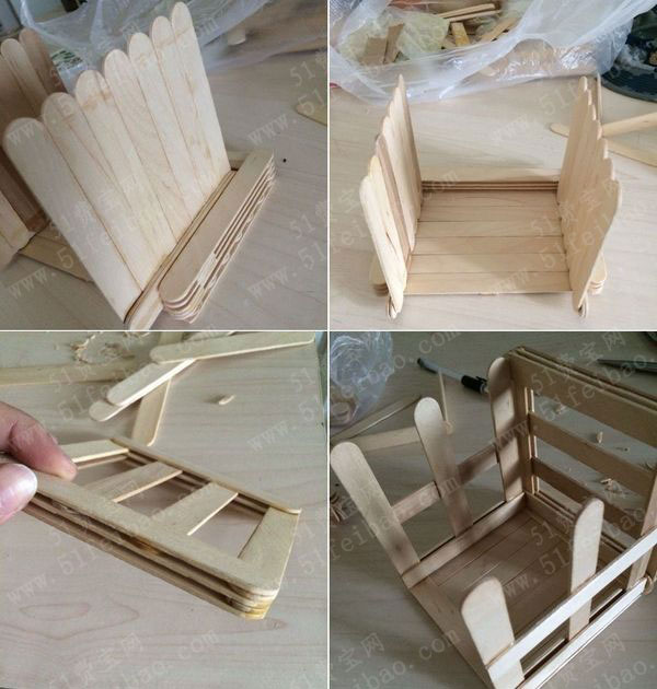 冰棍棒diy滑动式抽屉文具盒笔筒 - 废物利用手工diy小