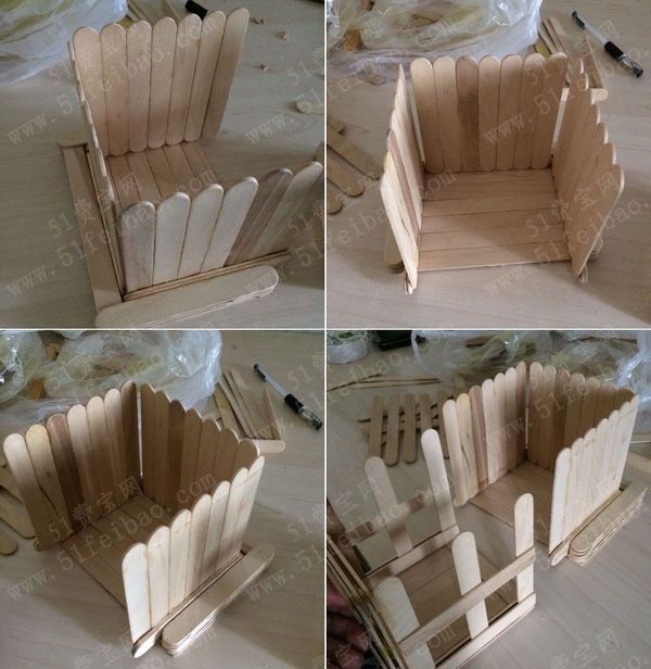 冰棍棒diy滑动式抽屉文具盒笔筒 - 废物利用手工diy小