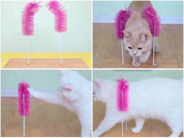 DIY宠物猫自助蹭毛猫刷子做法教学