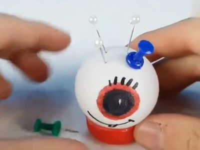 乒乓球DIY做个眼球怪针垫摆件