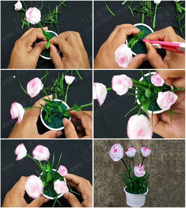 废塑料瓶diy艳丽杜鹃花盆栽教学 废物利用手工diy小制作 51费宝网