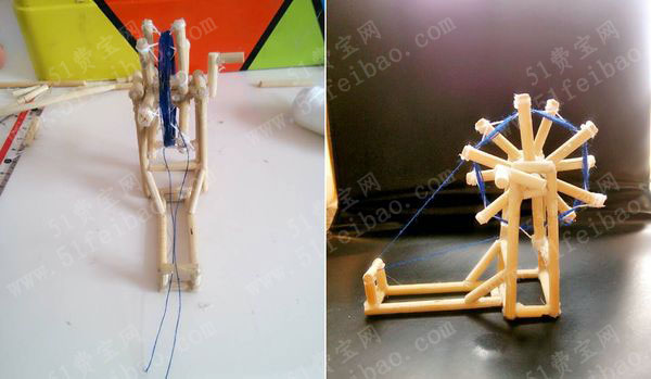 一次性筷子diy复古纺车模型做法