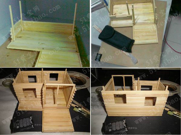 制作筷子小屋的详细步骤:需要的材料包括:一次性筷子若干,剪刀,白乳胶