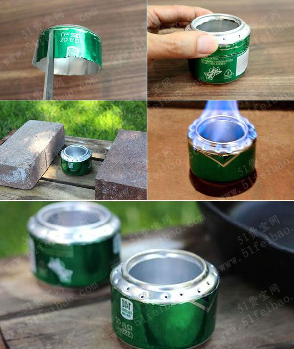 废物利用易拉罐自制野营酒精炉 - 废物利用手工diy小