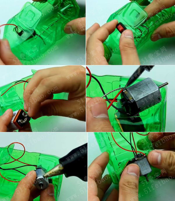 diy饮料瓶电力风动四轮玩具车图解 - 废物利用手工diy