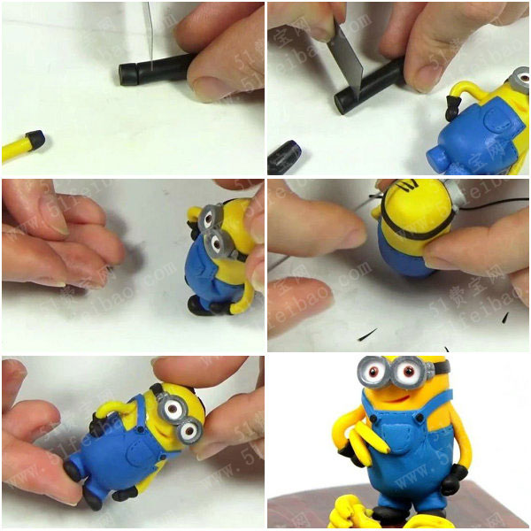 diy黏土卡通角色萌萌哒橡胶小黄人泥偶制作