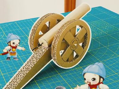 废纸板手工制作复古大炮车