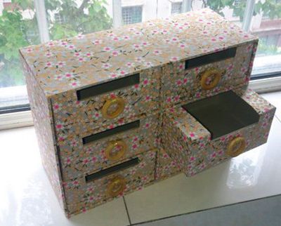废旧化妆棉纸盒用来做家居收纳箱