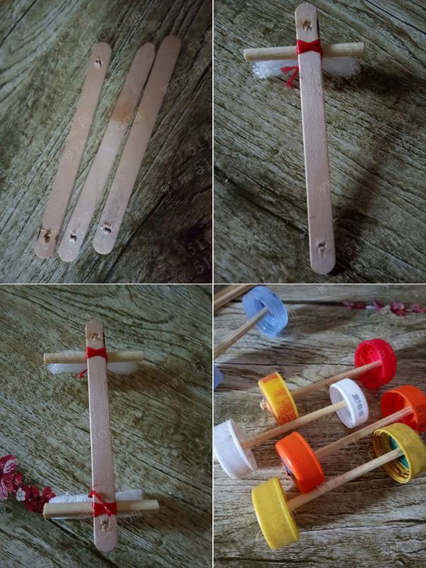 废旧易拉罐制作的欢乐小火车的方法