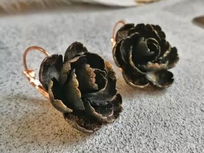 DIY软陶花卉饰品,气质高贵的黑牡丹