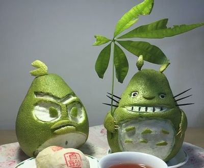 柚子皮的妙用:diy手工雕刻龙猫