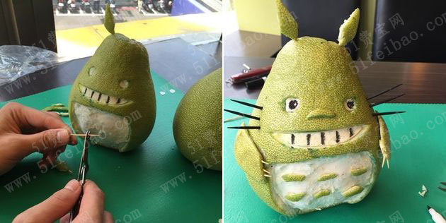 柚子皮的妙用:diy手工雕刻龙猫