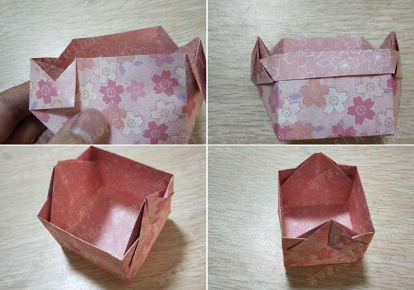 折纸diy带耳朵的简单收纳盒