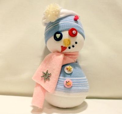 可爱的圣诞节袜子小雪人制作教程