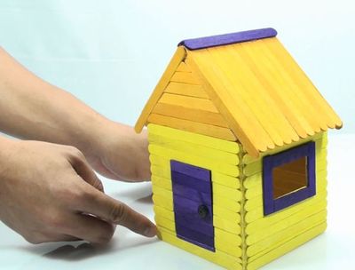 玩美创意DIY：做彩虹色冰棍棍小屋方法图解