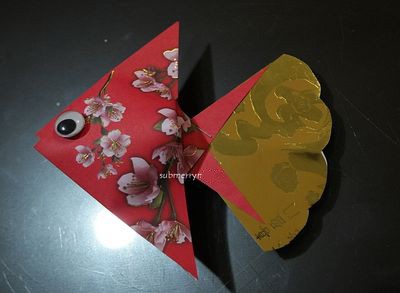 用旧利是封diy小朋友能做的手工小金鱼
