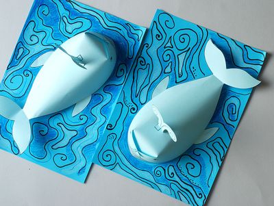 简单简约的DIY粘纸小鲸鱼制作