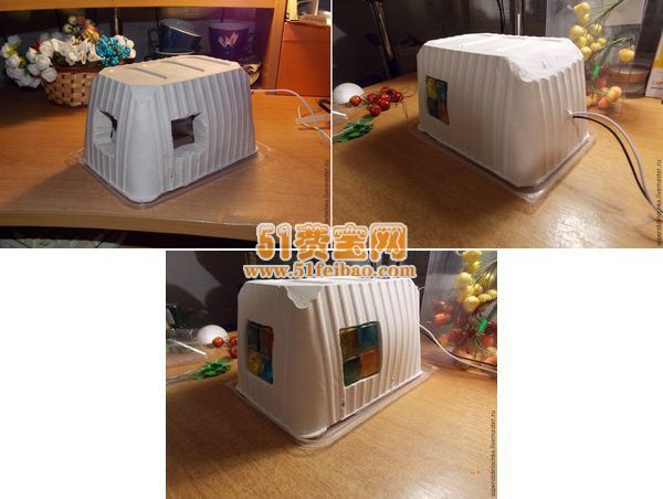 充电器包装纸盒DIY童话小屋起夜灯