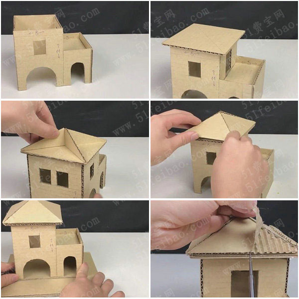 童话纸板屋制作教程diy唯美带露台的别墅