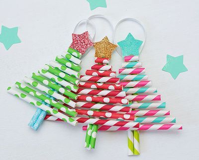吸管手工:怎么做漂亮的吸管圣诞节小饰品