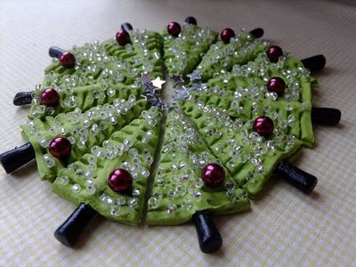 DIY纸粘土圣诞树挂件作品