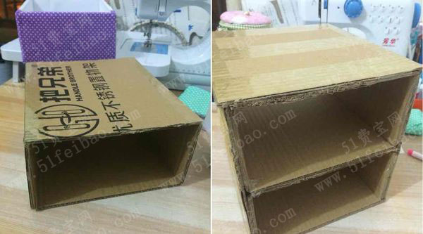 使用快递包裹箱diy美丽哒抽屉收纳小柜