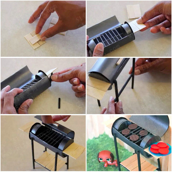 过家家玩具制作 diy迷你烧烤炉