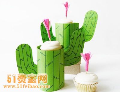 diy手工纸艺开花仙人掌盆景