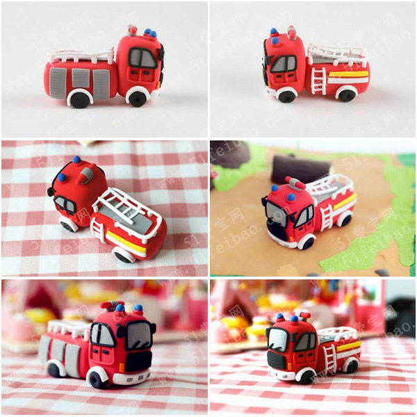 粘土diy作品,幼儿园手工消防车的制作教程