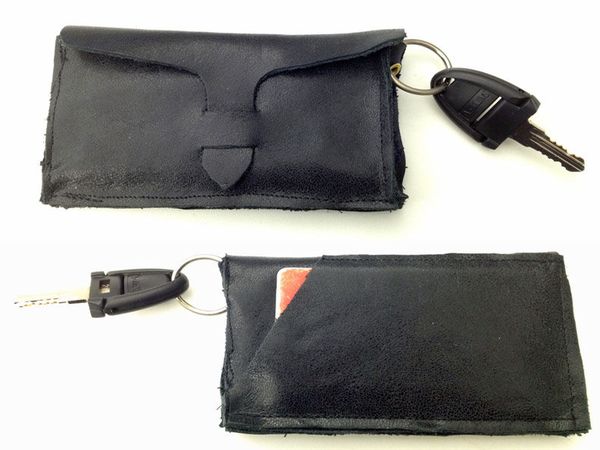 简单皮革手工钥匙扣卡包做法教程