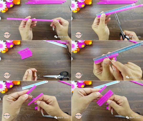 怎么用吸管做一束手工永生花 废旧物品手工制作 51费宝网