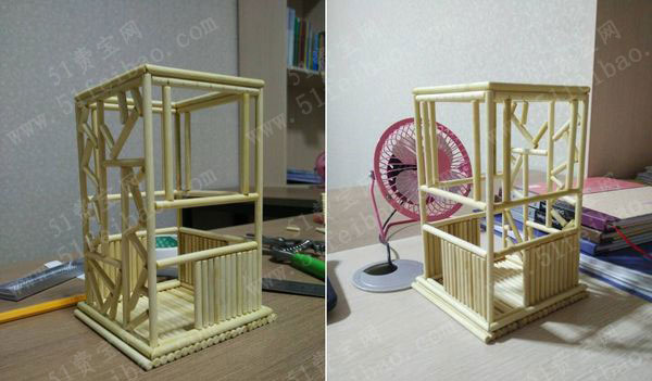 精美的用竹签制作的diy笔筒